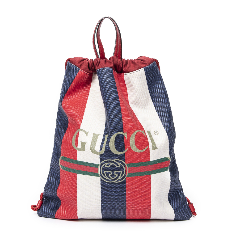 Gucci Striped Drawstring Backpack - Picture 1 of 9